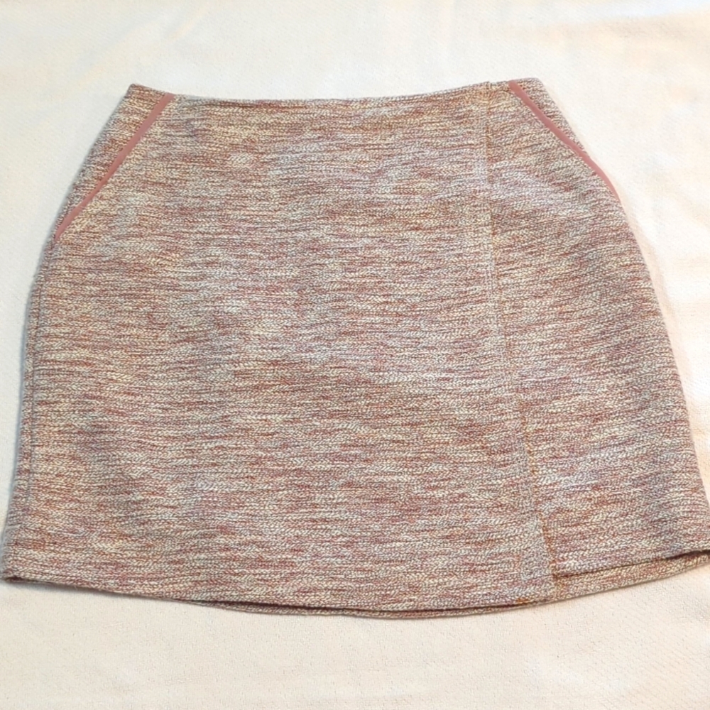 Ann Taylor LOFT Pink Tweed A-Line Mini Skirt Sz 6 Textured Lined Career Wear 444